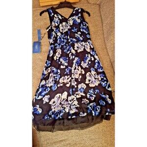 Simply Vera Wang | Women’s XS Blue White Purple Floral Sleeveless Dress‎ NWT